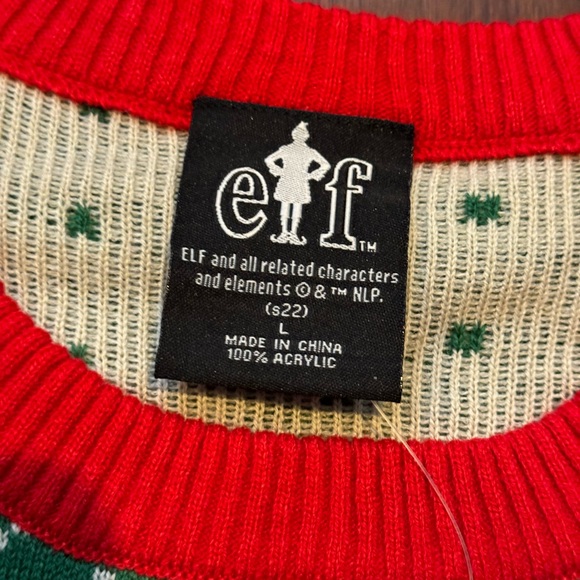 NWT Bioworld ELF Raised By Elves Ugly Christmas Sweater Knit Pullover, Large - Picture 4 of 8